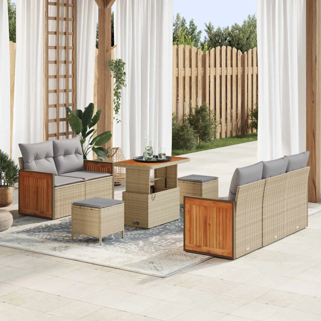 Set Divano da Giardino con cuscino 8 pcs Beige e Grigio Chiaro 3363122