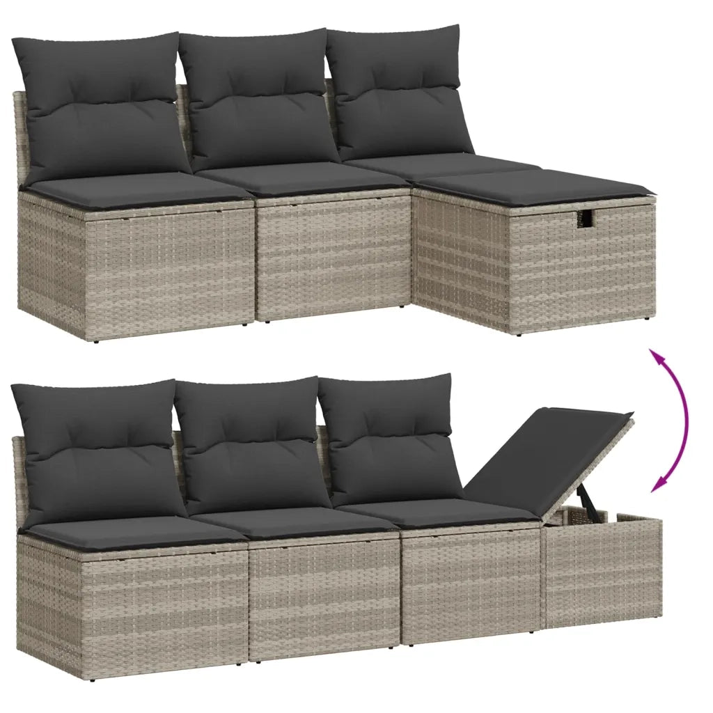 Set Divani da Giardino 7pz con Cuscini Grigio Chiaro Polyrattan 3263218