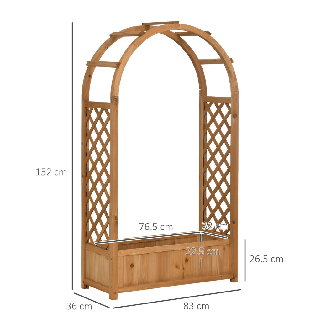 Fioriera con Arco per Rampicanti ¨C Xylo ¨C Legno Abete Marrone 83x36x152cm