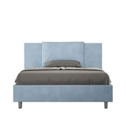 Letto matrimoniale francese senza rete imbottito 140x200 microfibra azzurro Antea