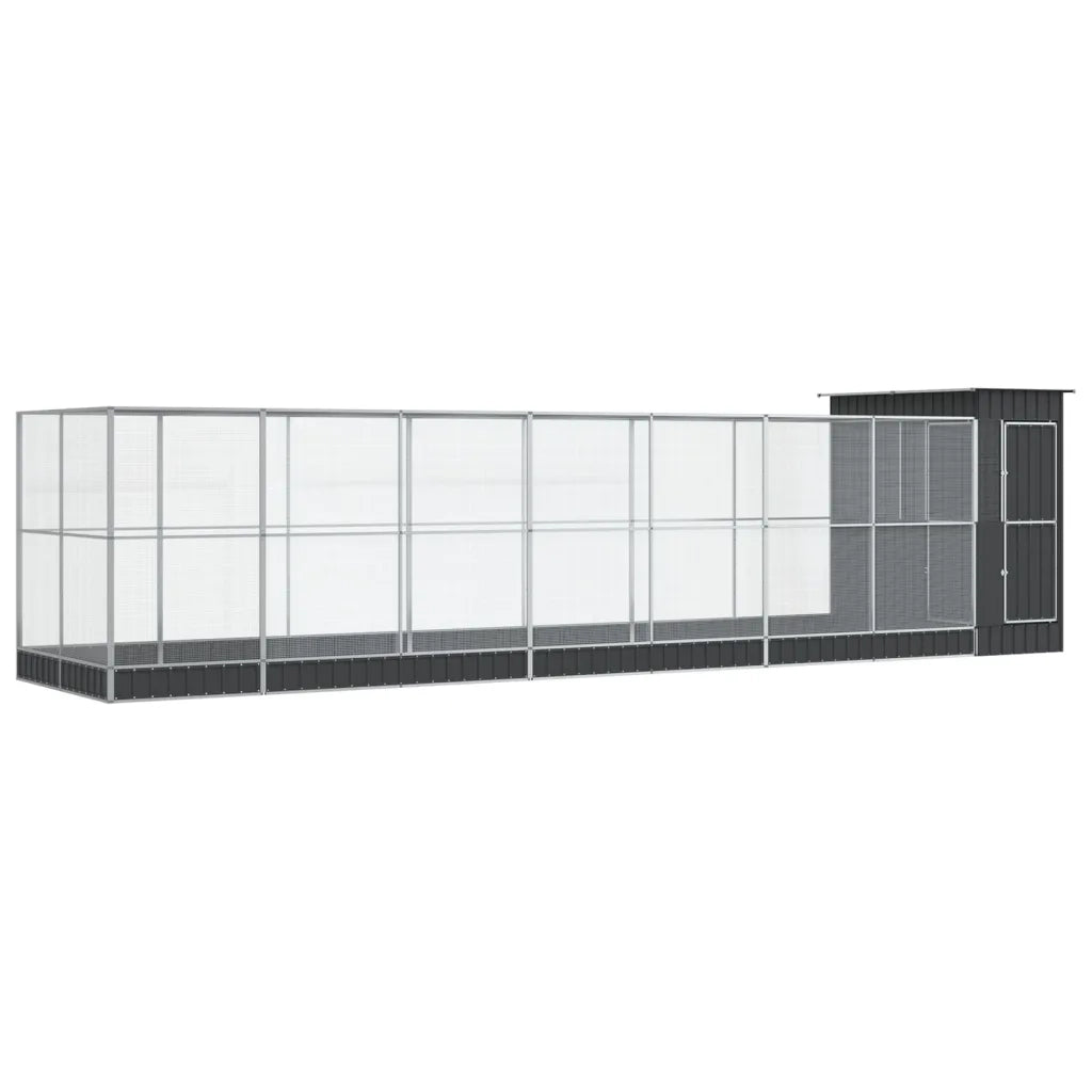 Voliera con Estensione Argento 830x203x216 cm in Acciaio