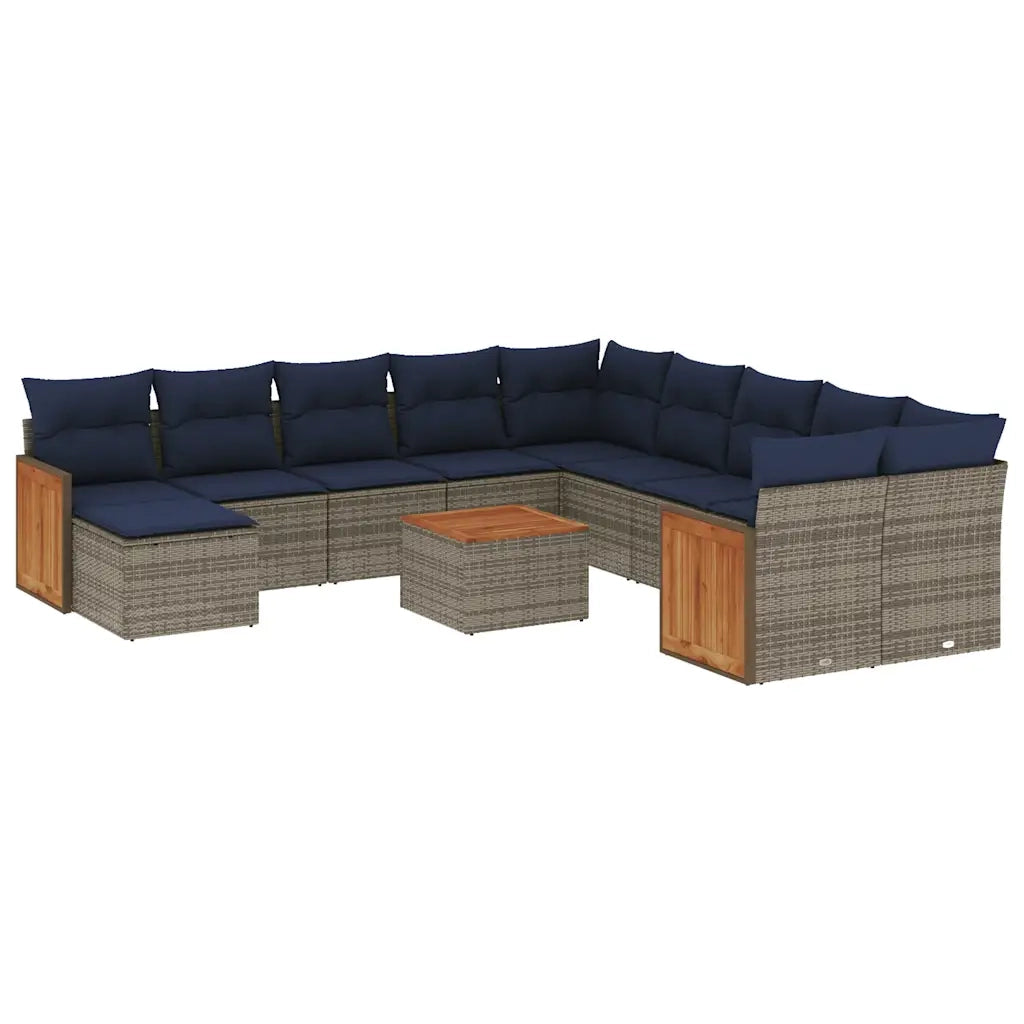 Set Divani da Giardino 12 pz con Cuscini Grigio in Polyrattan 3228259