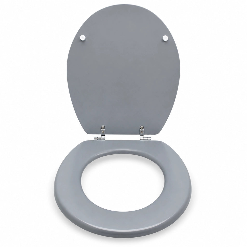 Sedile Copriwater Universale MDF Grigio Satinato Con Cerniere Acciaio 94102
