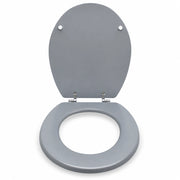 Sedile Copriwater Universale MDF Grigio Satinato Con Cerniere Acciaio 94102