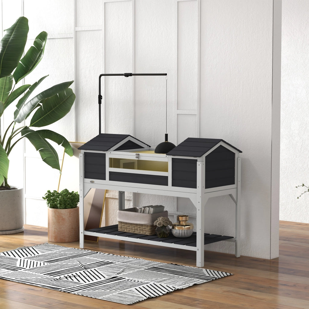 Casetta per tartarughe con 2 nicchie e lampada regolabile ¨C Minimal ¨C 122x56.5x93 cm grigio