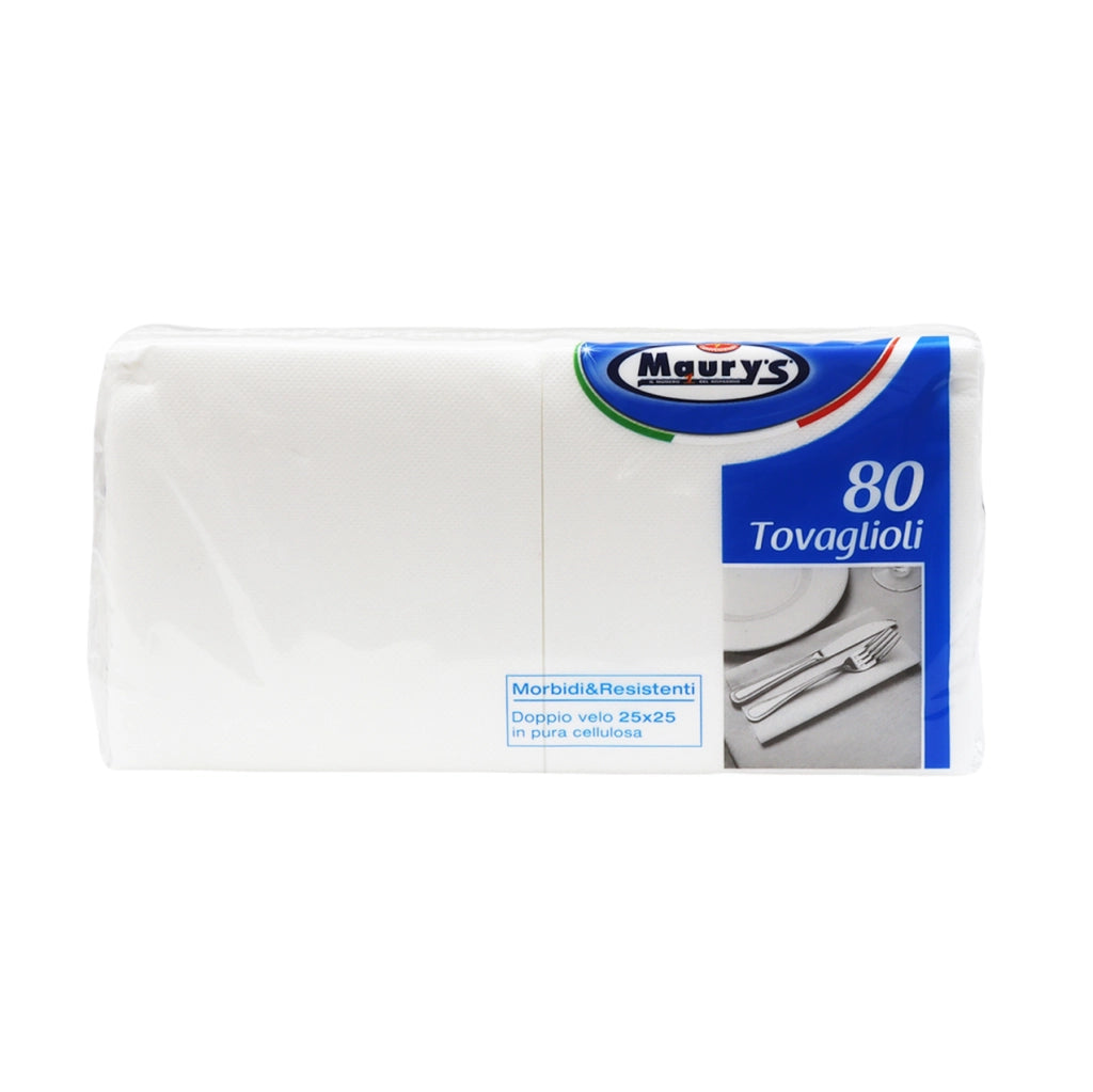 10 CONFEZIONI MAURY'S MAXI SCORTA TOVAGLIOLI RESISTENTI 80 PZ DUE VELI 25X25 CM