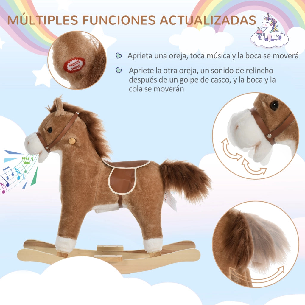Cavallo Dondolo Peluche ¨C Minimal ¨C Marrone 65x32.5x61 cm
