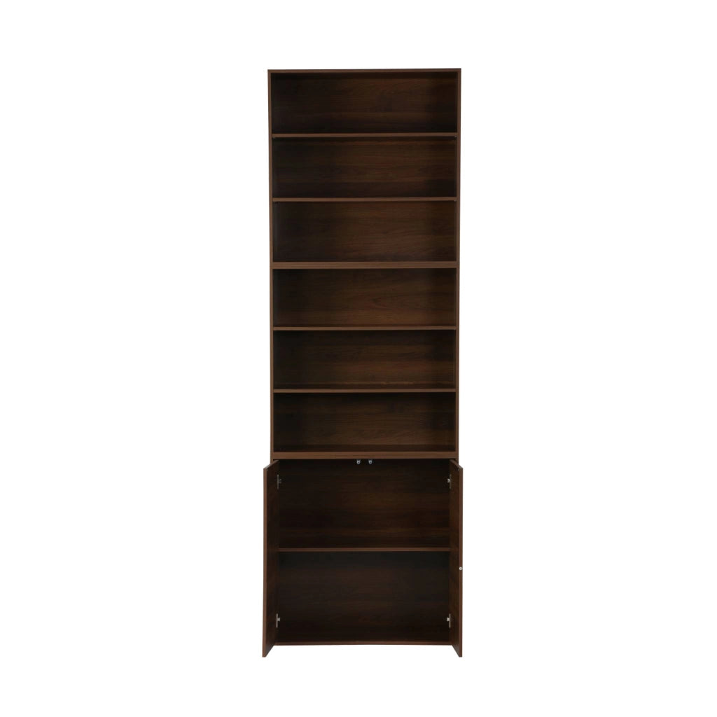 Libreria modulare con 2 ante e 5 livelli, noce