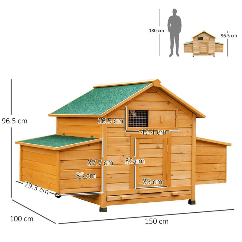 POLLAIO DA GIARDINO IMPERMEABILE IN LEGNO 150X100X96.5 CM