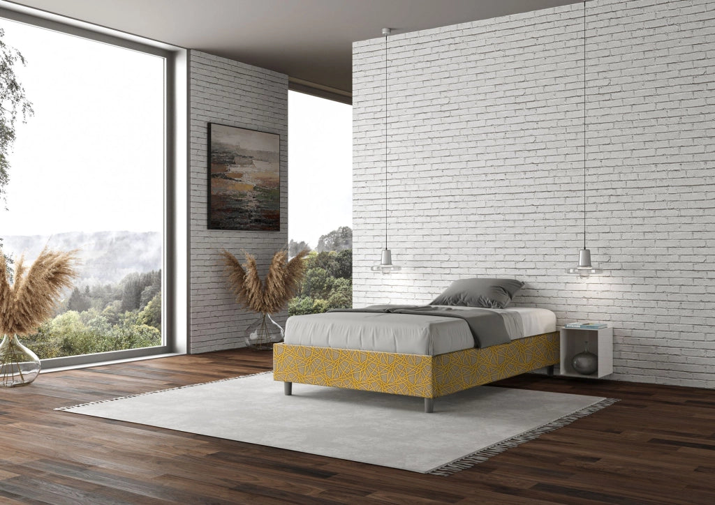 Letto 1 Piazza e Mezzo Sommier 120x190 cm Senza Rete Azelia Era 06 Giallo
