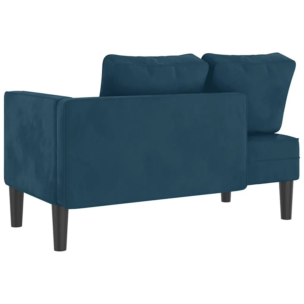 Chaise Longue con Cuscini Blu in Velluto 4007570