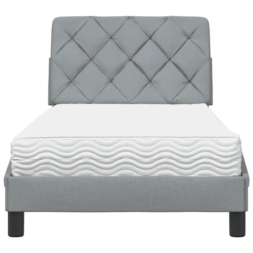 Letto con Materasso Grigio Chiaro 90x190 cm in Tessuto