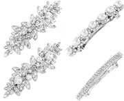Accessori per la sposa 4 pezzi - Accessori per la pettinatura - Spille per capelli con cristalli - Clip per capelli in argento - Accessorio di moda - Ideale come regalo