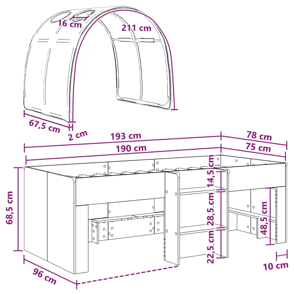 Letto con Tunnel 3 pz Sonoma e Bianco Legno ingegnerizzato 3423581