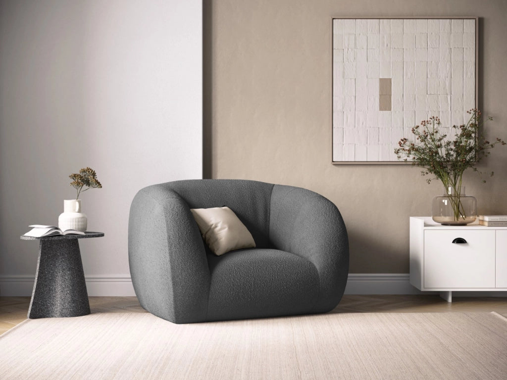 Cosmopolitan Design - Poltrona "Essen" in bouclé grigio scuro 