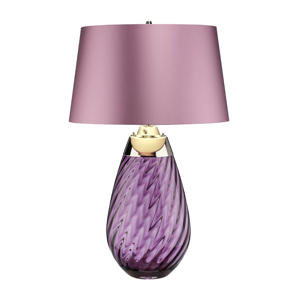 Lampada da tavolo in vetro viola con paralume Lena E27 Elstead