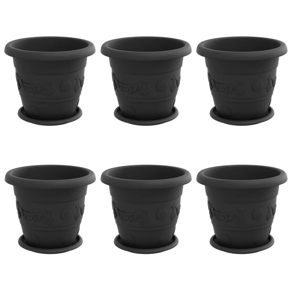 Vasi per Piante 6 pcs Nero Ø 26 x 21.5 cm Plastica 3403276
