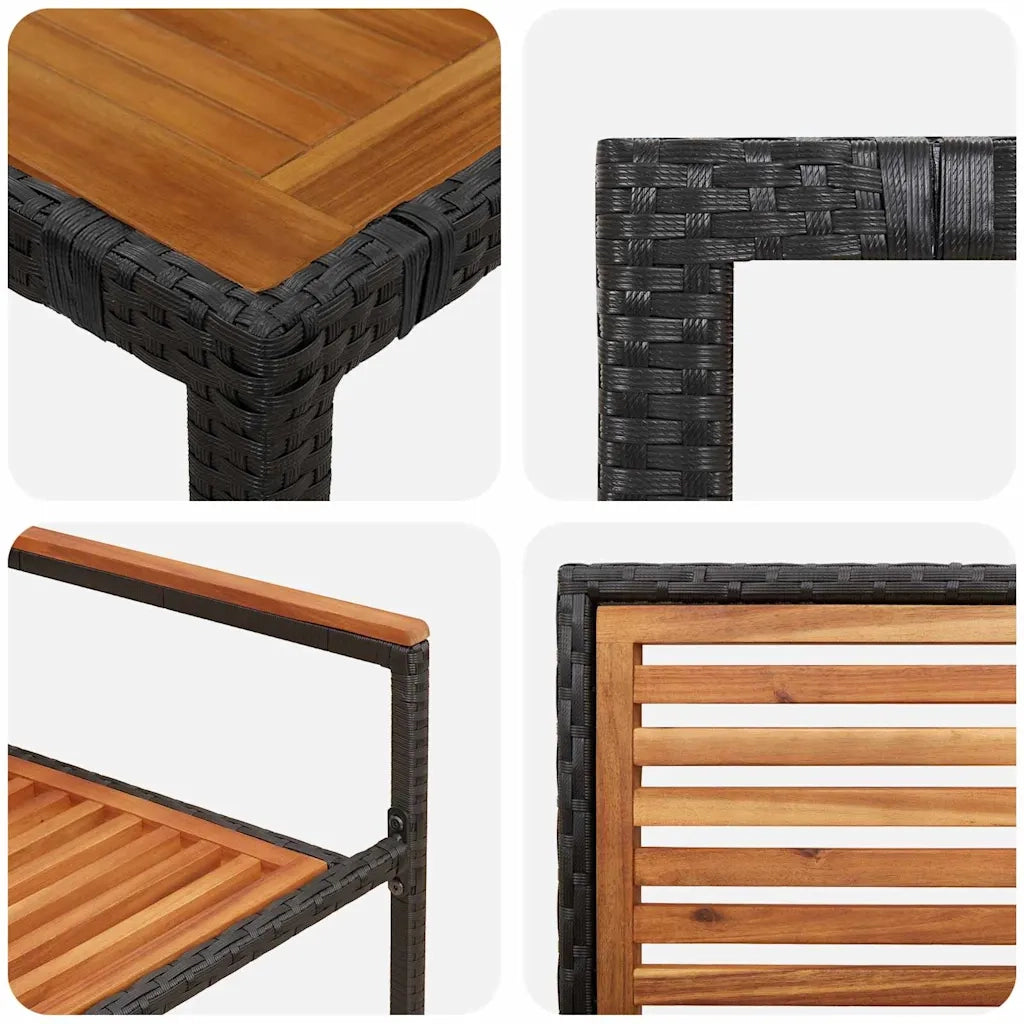Set da Pranzo per Giardino 5 pcs Nero e Marrone polyrattan 3365438