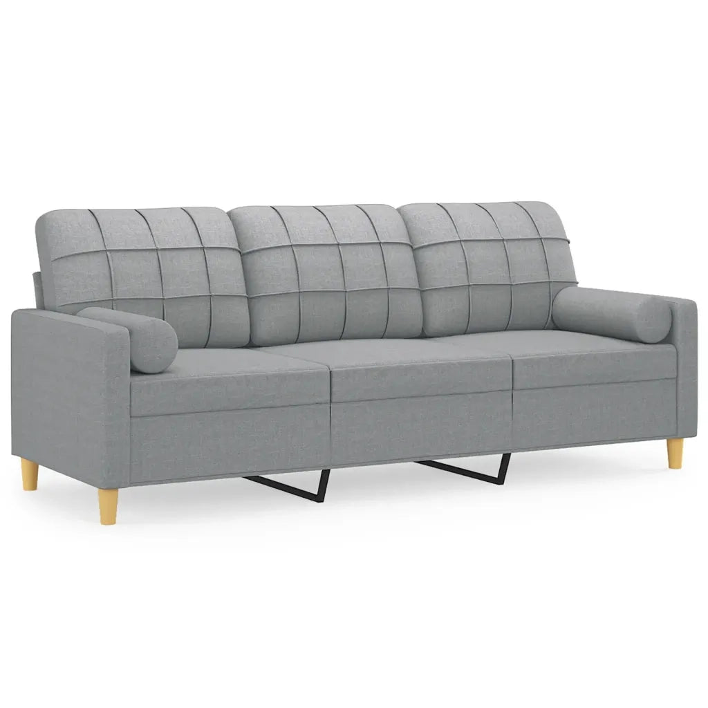 Divano a 3 Posti con Cuscini-Sofa 3 Posti con Cuscini Grigio Chiaro 180 cm in Tessuto 698827