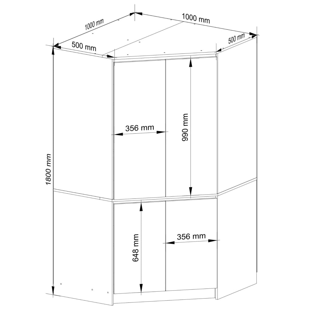 Armadio ad angolo AKORD S100 Grigia Grafite 100 cm 4 ante 100x50x180 cm