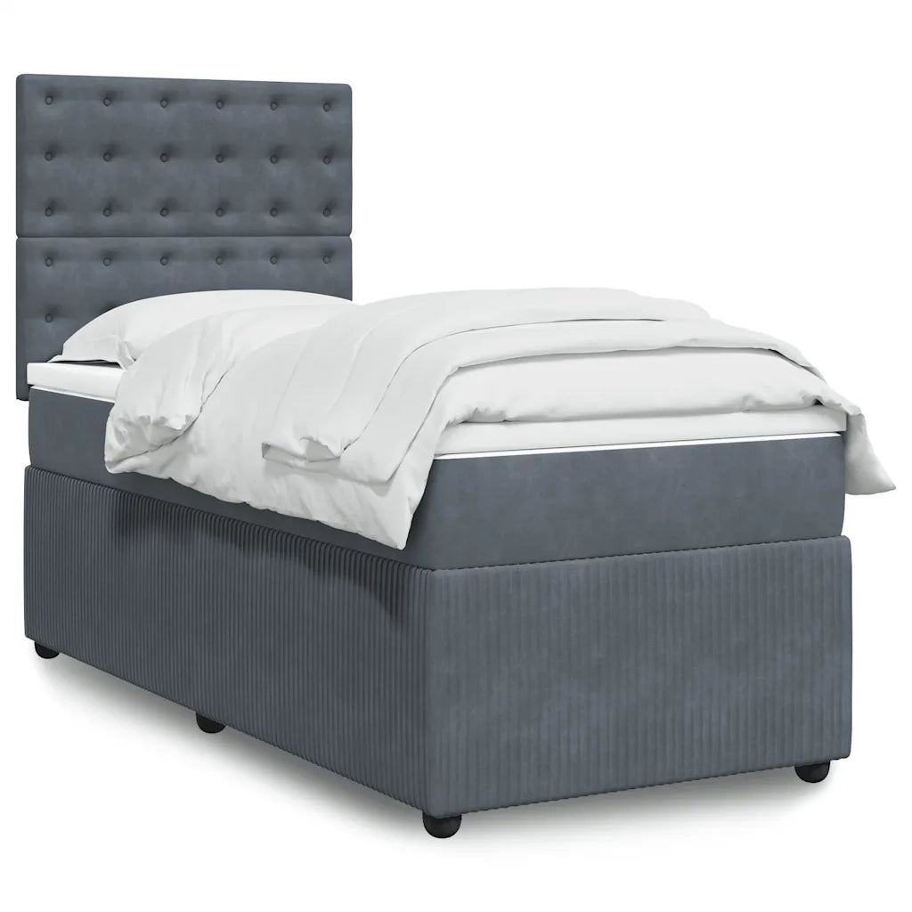 Giroletto a Molle con Materasso Grigio Scuro 80x200 cm Velluto 3292203