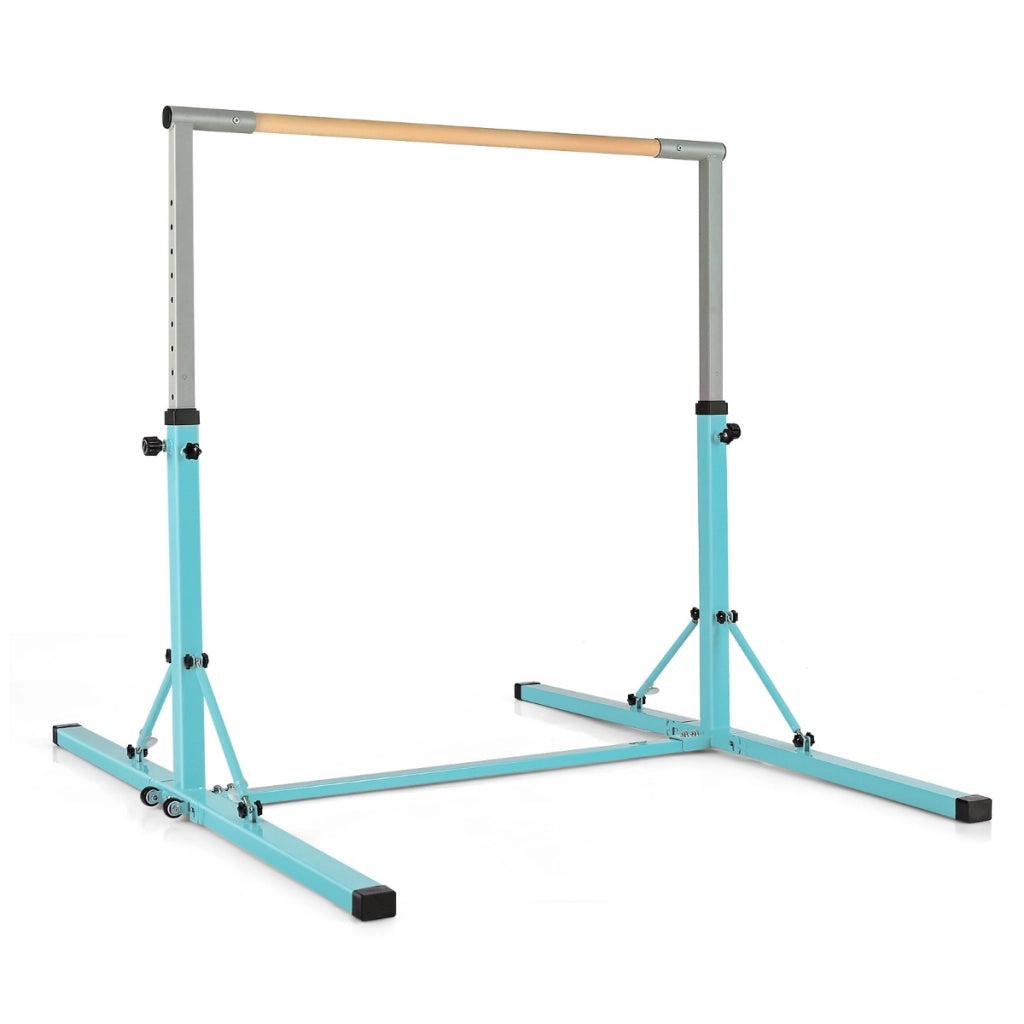 Barra ginnastica per bambini con 13 altezze regolabili portata 100kg-Attrezzatura palestra domestica Azzurro