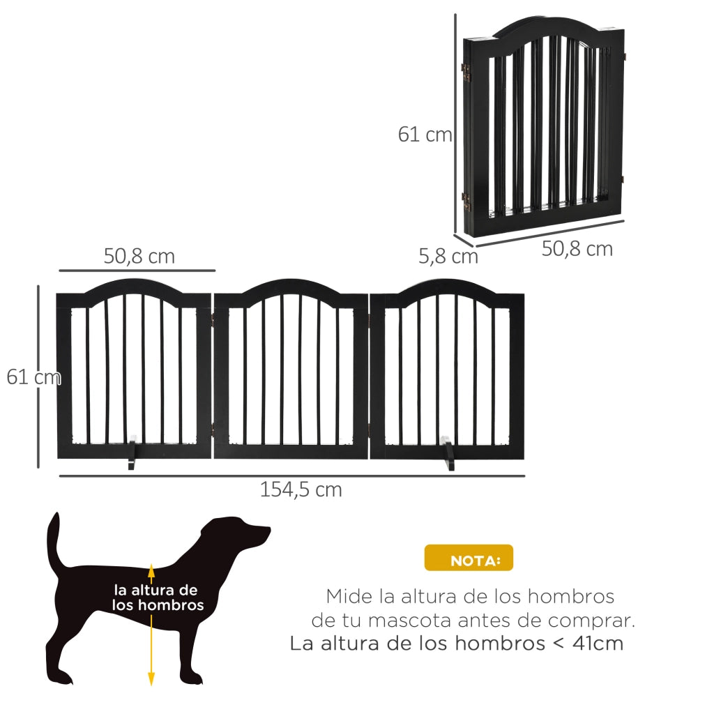Barriera di Sicurezza Pieghevole per Cani ¨C Minimal ¨C Nero 154.5x29.5x61 cm