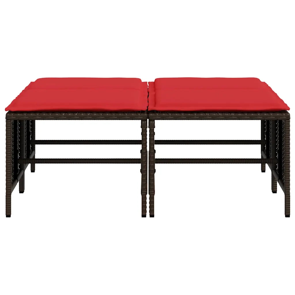 Sgabelli da giardino con Cuscini 4 pz in Polyrattan Marrone 368368