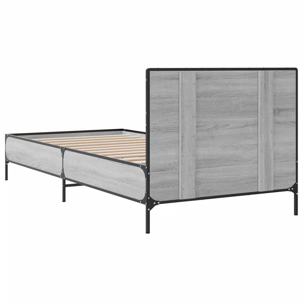 Giroletto-Struttura Letto Grigio Sonoma 100x200 cm Legno Multistrato e Metallo 580788