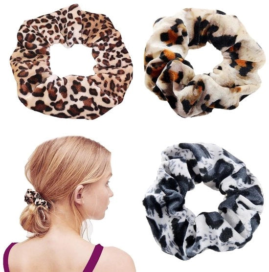 Sciarpe per capelli in elastico 3 pezzi - Dots/Luipaard - Accessori per capelli per donne/ragazze - Comfortevoli e alla moda
