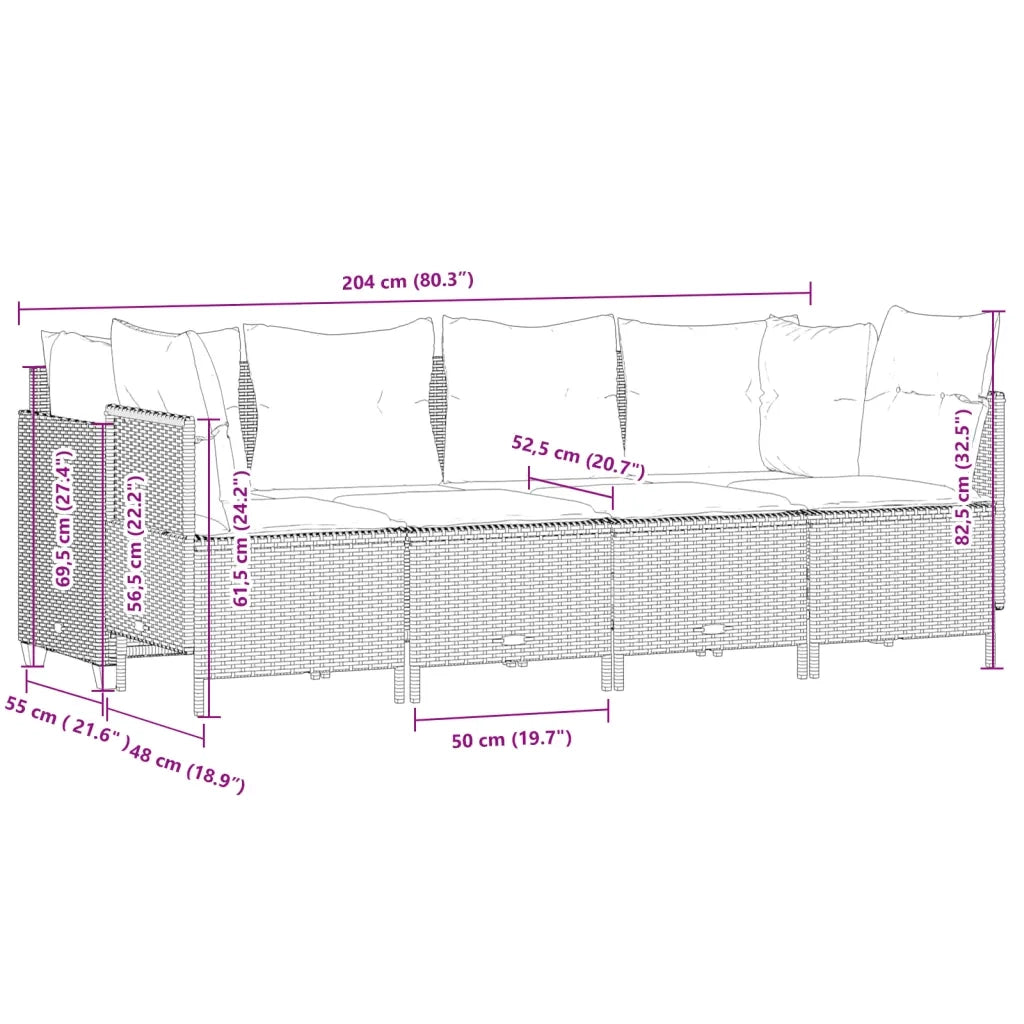 Set Divano da Giardino 5pz con Cuscini Grigio Chiaro Polyrattan 3261526