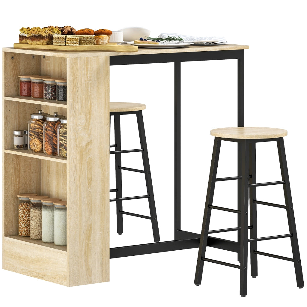 Tavolo da bar con sgabelli ¨C Minimal ¨C Quercia e nero