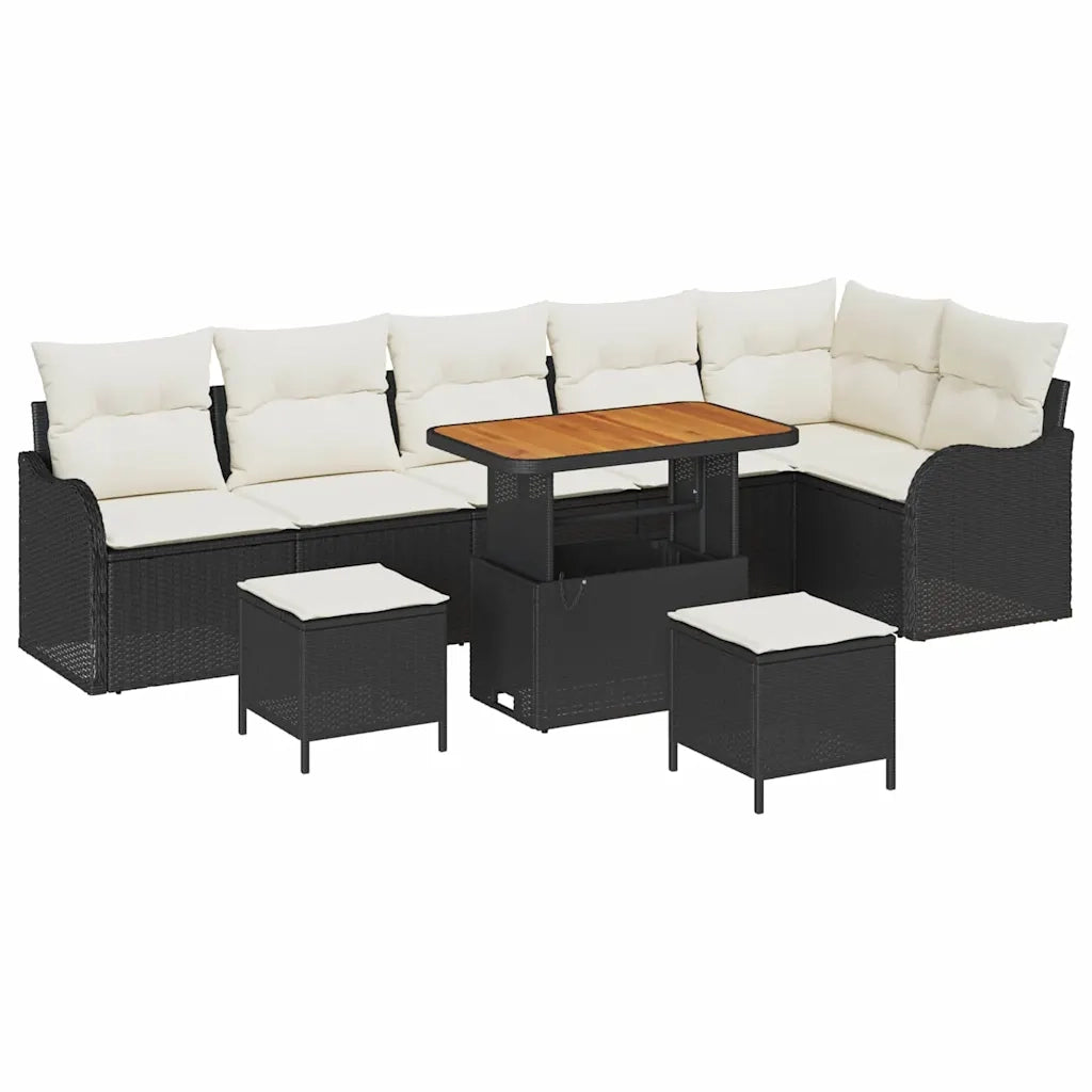 Set Divano da Giardino con cuscino 9 pcs Nero polyrattan 3362285