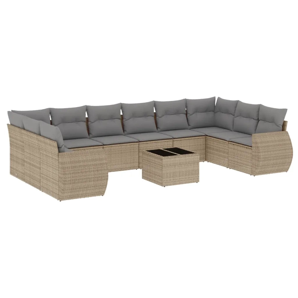Set Divani da Giardino 11 pz con Cuscini Beige in Polyrattan 3254216