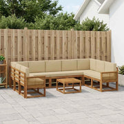 Set di divani da esterno 10 pz Naturale e Beige 3385559