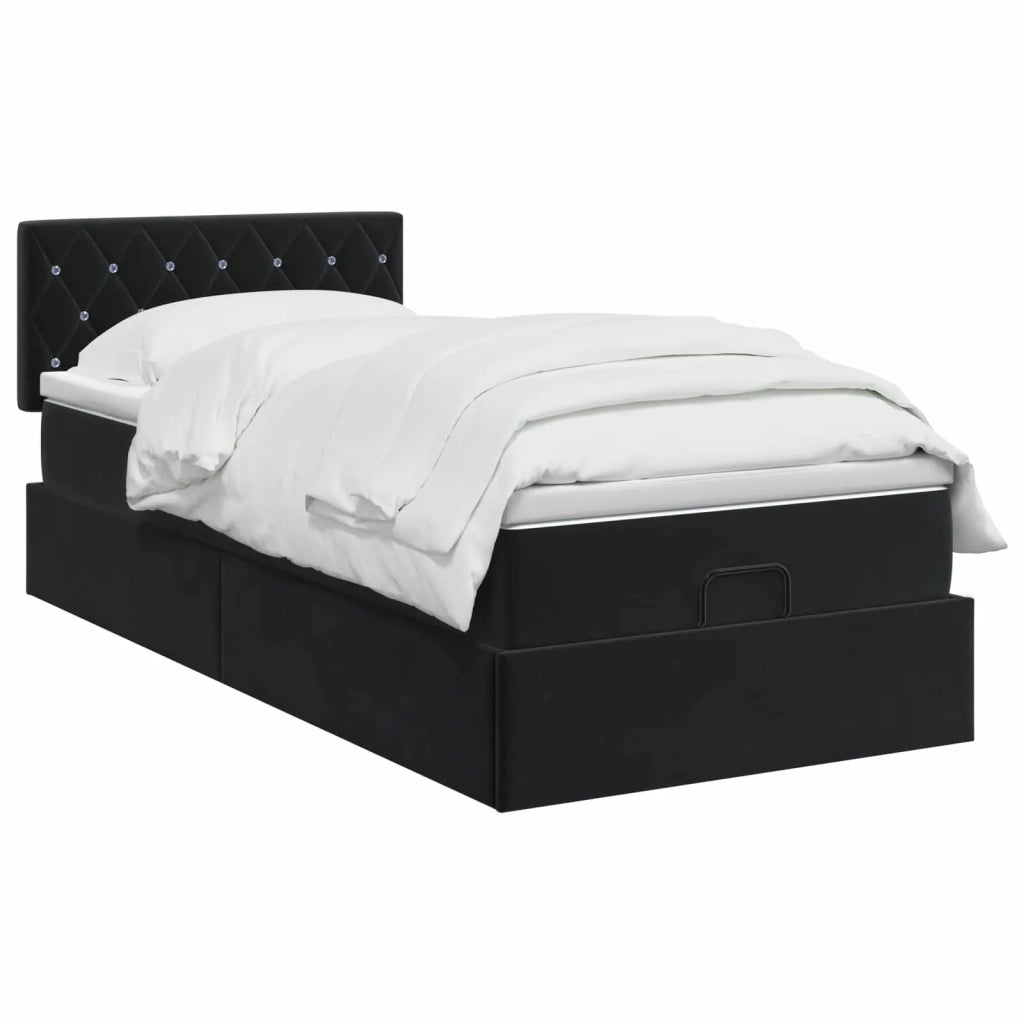 Letto ottomano con materasso Nero 100 x 200 cm Velluto 3456467