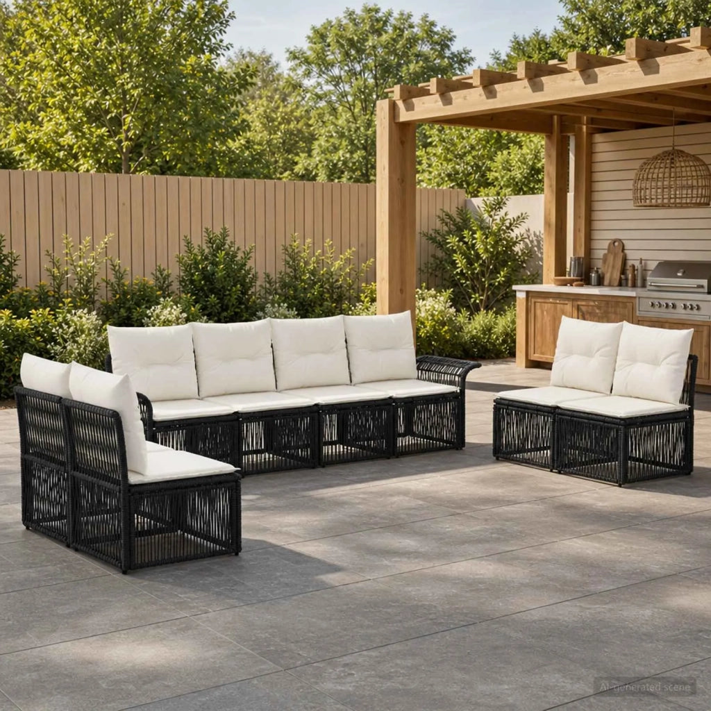 Set Divano da Giardino 8 pz Nero polyrattan 3434803