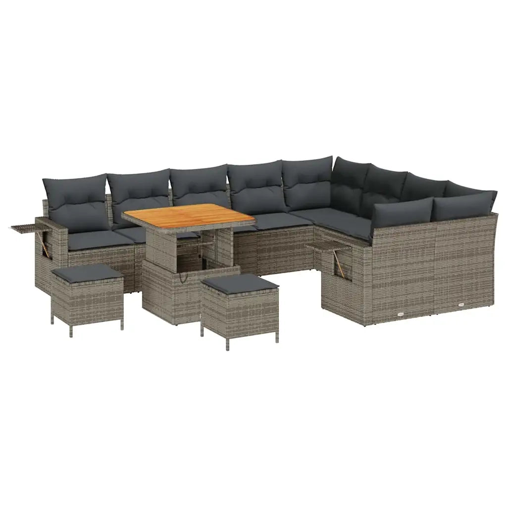 Set Divano da Giardino con cuscino 12 pcs Grigio polyrattan 3363733
