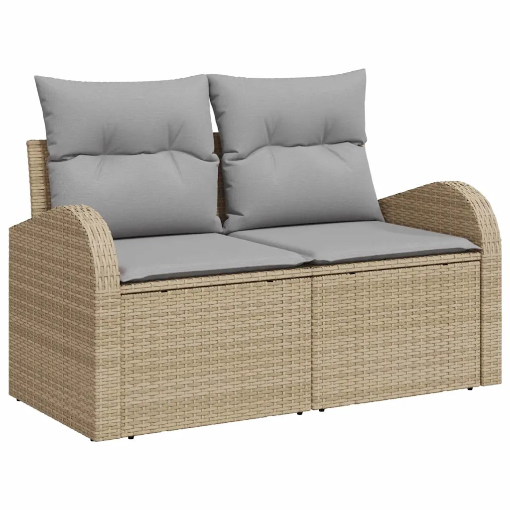 Set Divano da Giardino con cuscino 7 pcs Beige Poly Rattan
