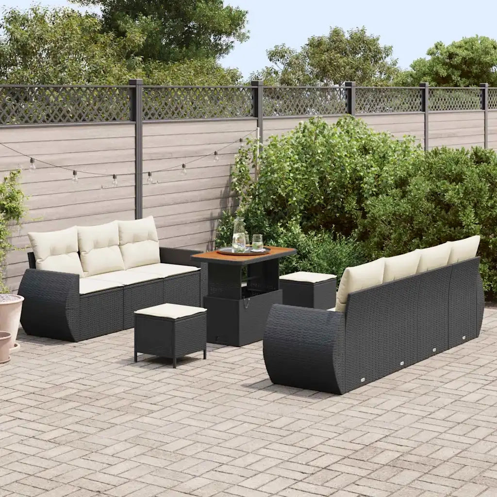 Set Divano da Giardino con cuscino 10 pcs Nero polyrattan 3361840