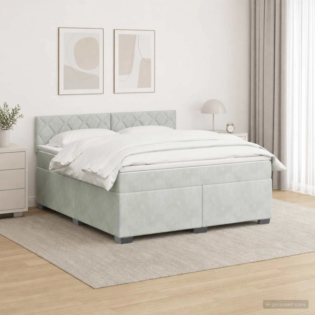 Letto con Box Spring, Materasso e LED Grigio Chiaro Velluto 3452216
