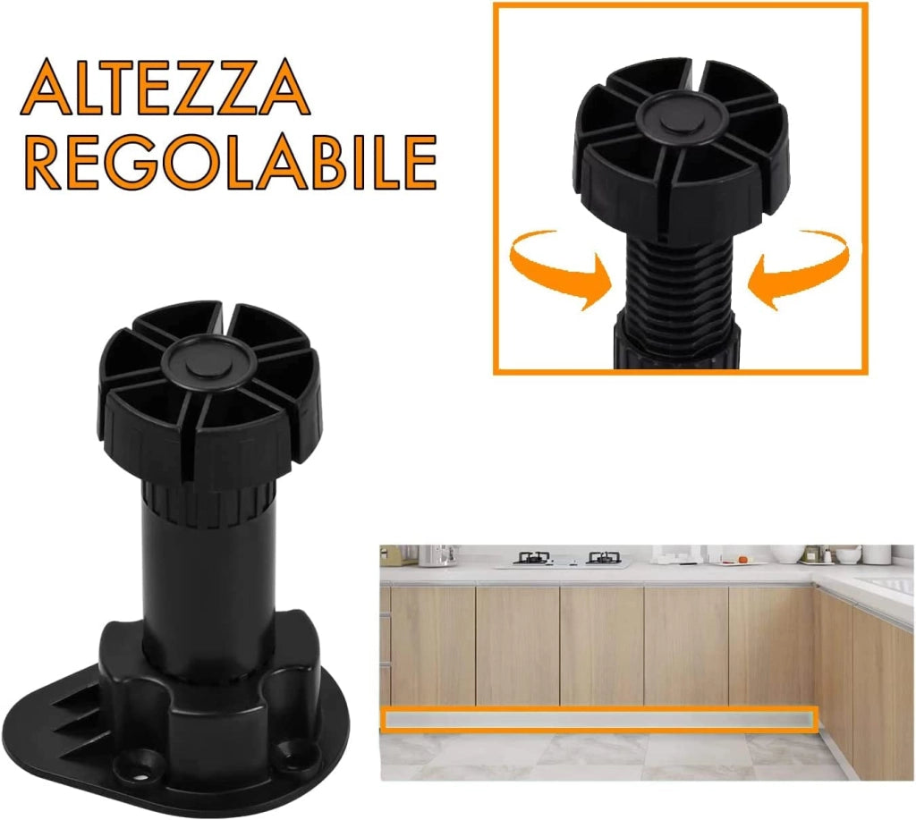 Piedini per mobili in plastica con vite h15 - confezione da 4 pezzi
