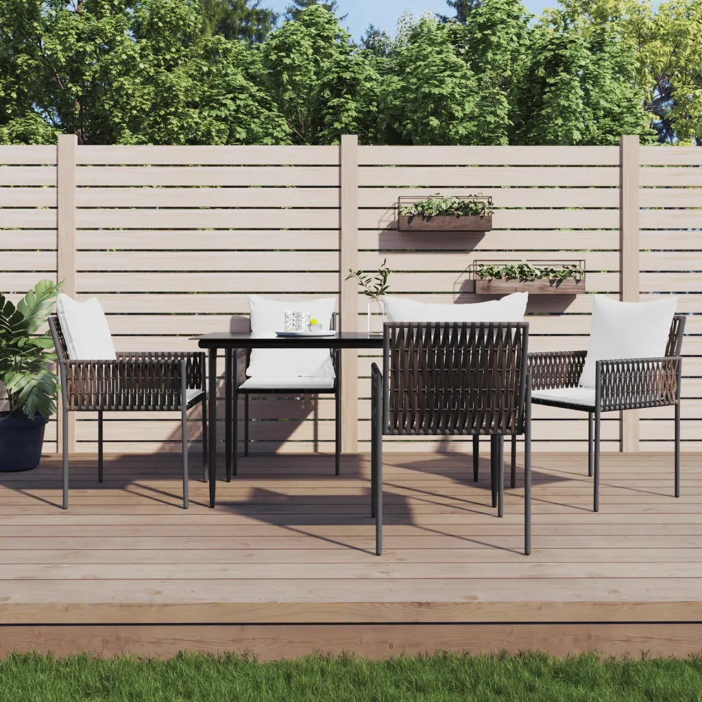 Set Pranzo da Giardino 5pz con Cuscini in Polyrattan e Acciaio 3187053