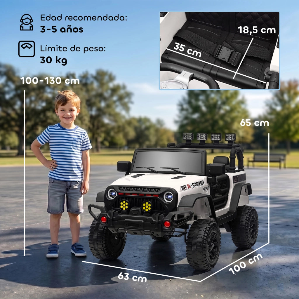 Coche Elettrico per Bambini con Telecomando e Luci LED ¨C Zephmum ¨C Bianco