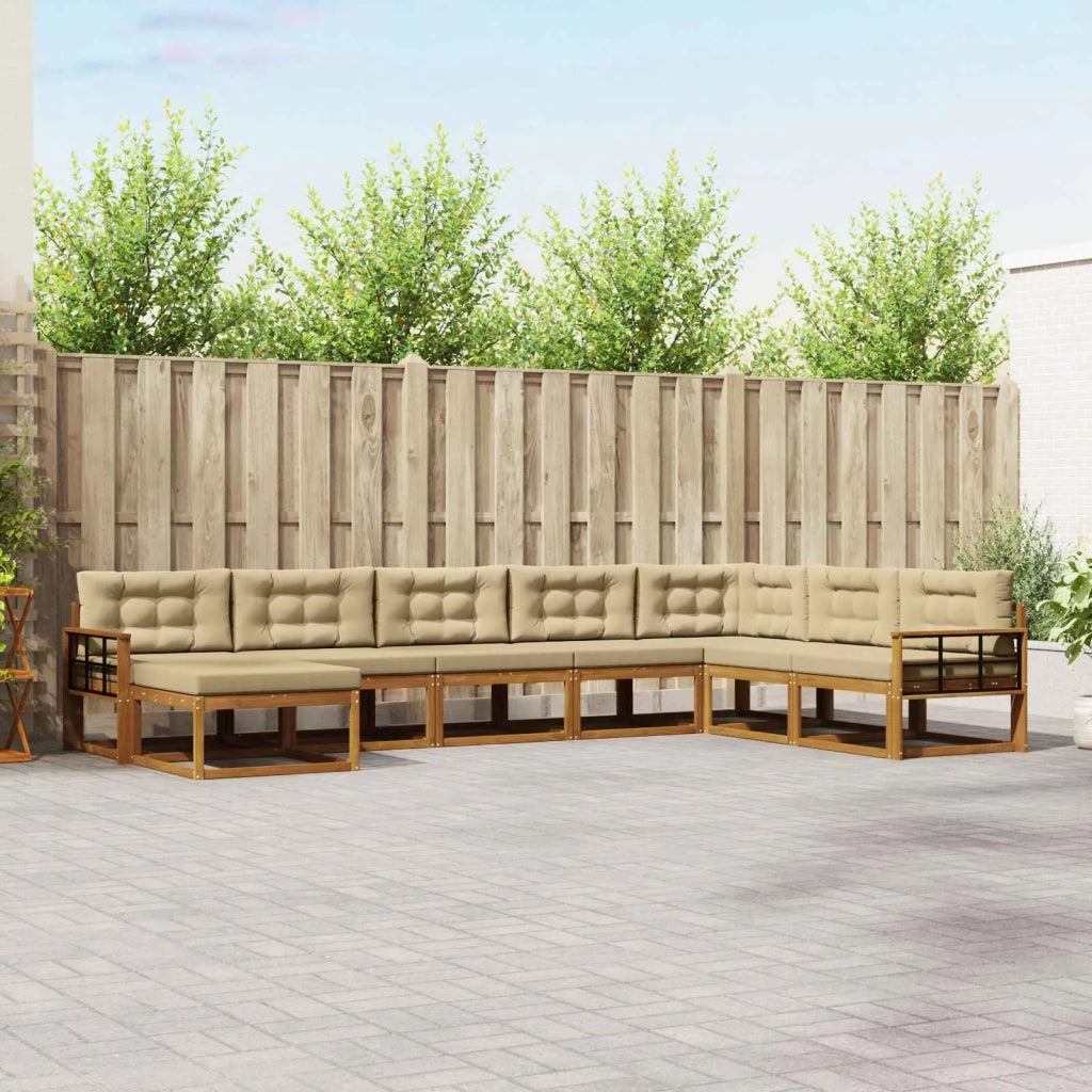 Set di divani da esterno con cuscino 8 pcs Naturale e Beige 3368011