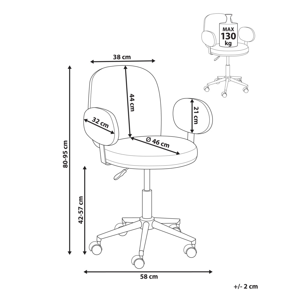 Sedia da scrivania Off White Boucle Base regolabile in altezza Moderna Home Office