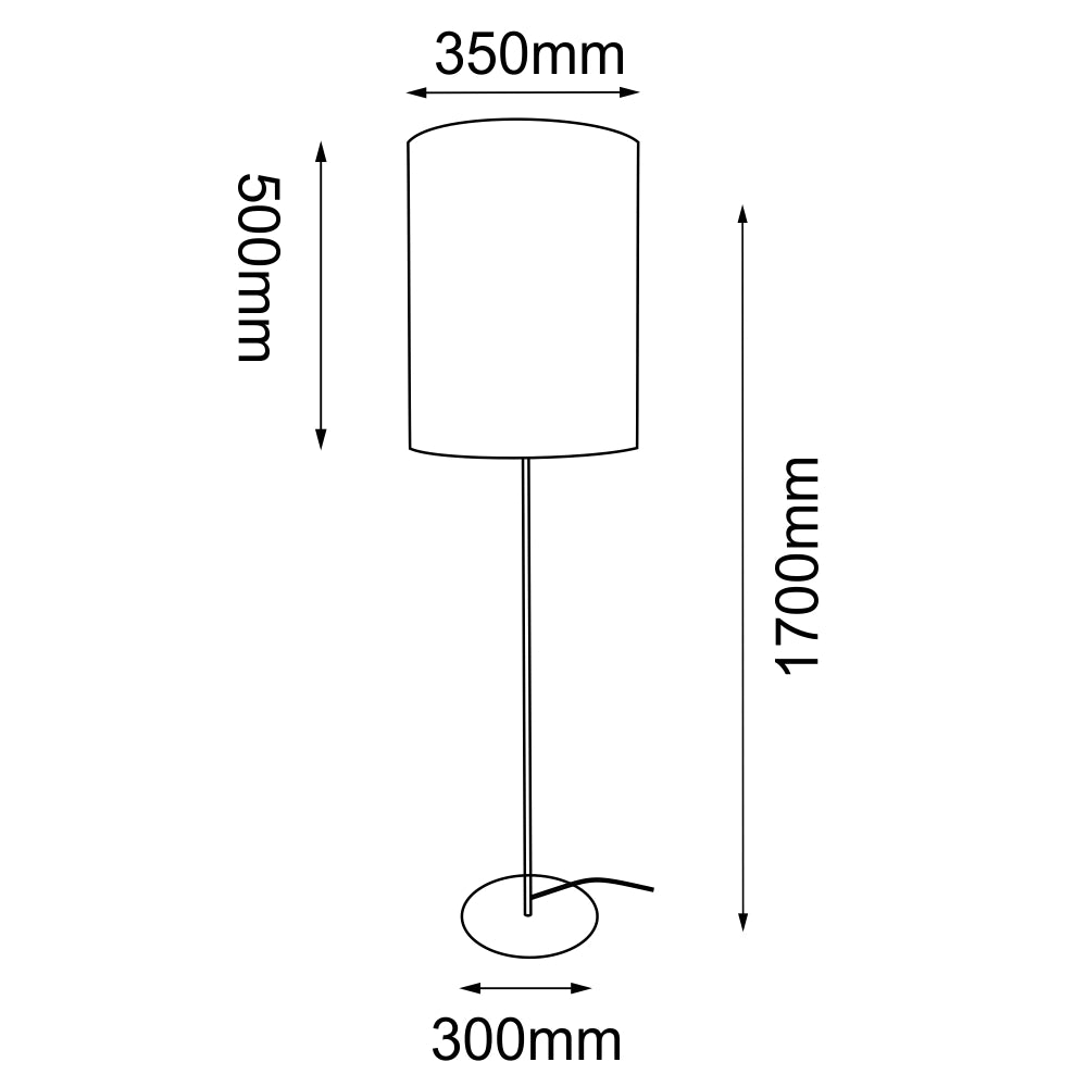 Lampada da terra Lamego nera paralume bianco 170cm E27 Shilo
