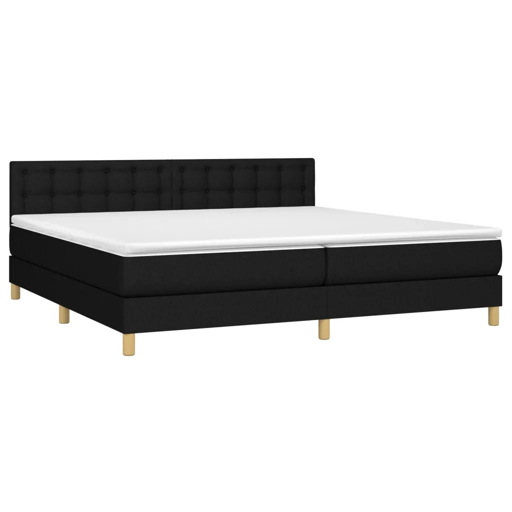 Letto a Molle Materasso e LED Nero 200x200cm in Tessuto 3134063
