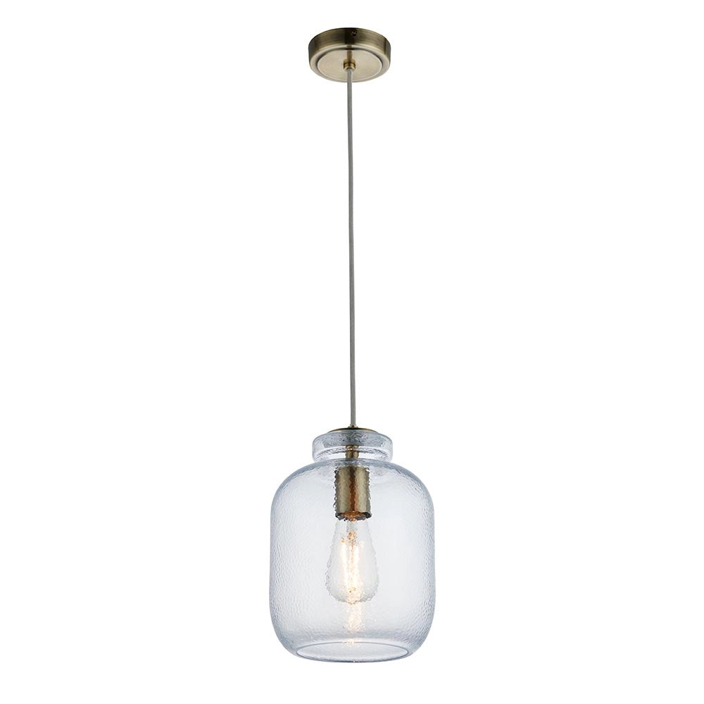 Lampada a sospensione rustica ovale vetro trasparente E27 Endon