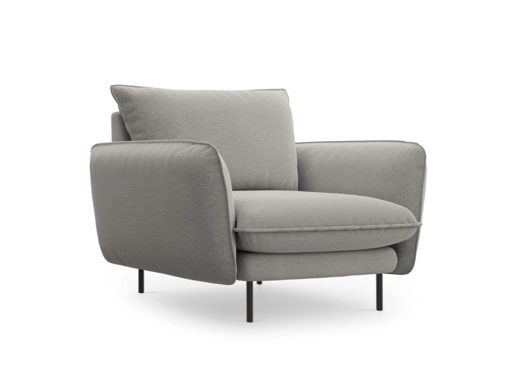 Cosmopolitan Design - Poltrona "Vienna" in tessuto strutturato grigio chiaro 